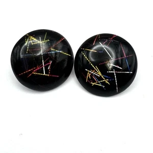 Pendientes Mariposa Vintage Años 80 Rayas Negras Lucita Botón Poste - Imagen 1 de 2
