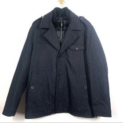 I JEANS by BUFFALO Charcoal Gray Wool-Blend Dual Layer Pea Coat - Size Large - Image 1 of 4