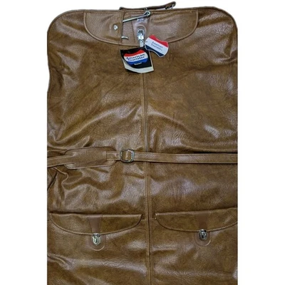 NWT Vintage AMERICAN TOURISTER Luggage Garment Suit Bag Faux Brown Leather 24x47 - Image 1 of 4