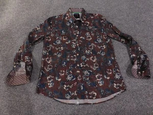 John Lennon Shirt Mens Medium Floral Stretch Button Up Contrast Cuff Pattern - Picture 1 of 13