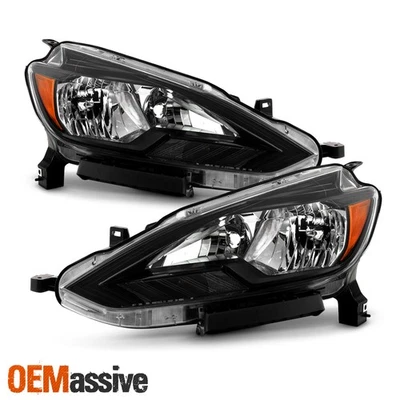 Par de faros halógenos estilo OE para Nissan Sentra 2016-2019 carcasa - negro Foto 1 de 4