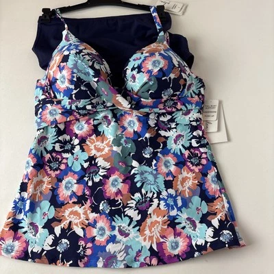 Leilani Tankini Swimsuit Set Sz 10 Swim Top bottom 2 Piece Floral New - Image 1 of 4