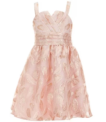 NWT Rare Editions Girls Burnout Organza Dress Sleeveless Size 7 Feather Imprint - Image 1 of 2