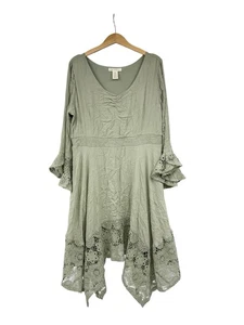 Indigo Thread Co grün Häkel Belle Ärmel Taschentuchsaum Boho Midikleid XL - Bild 1 von 6