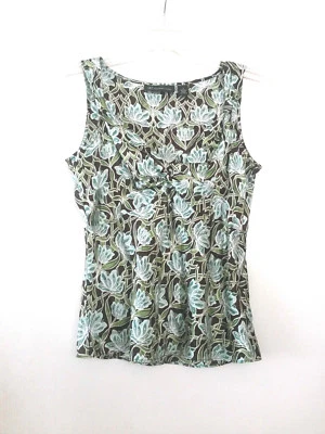 Camiseta sin mangas INC 100 % seda floral sin mangas cuello en V multicolor cremallera lateral para mujer talla 2 Foto 1 de 4