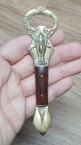 Vintage Mid Century Thailand Wood & Brass Elephant Bottle & Can Opener 5" - Picture 1 of 4