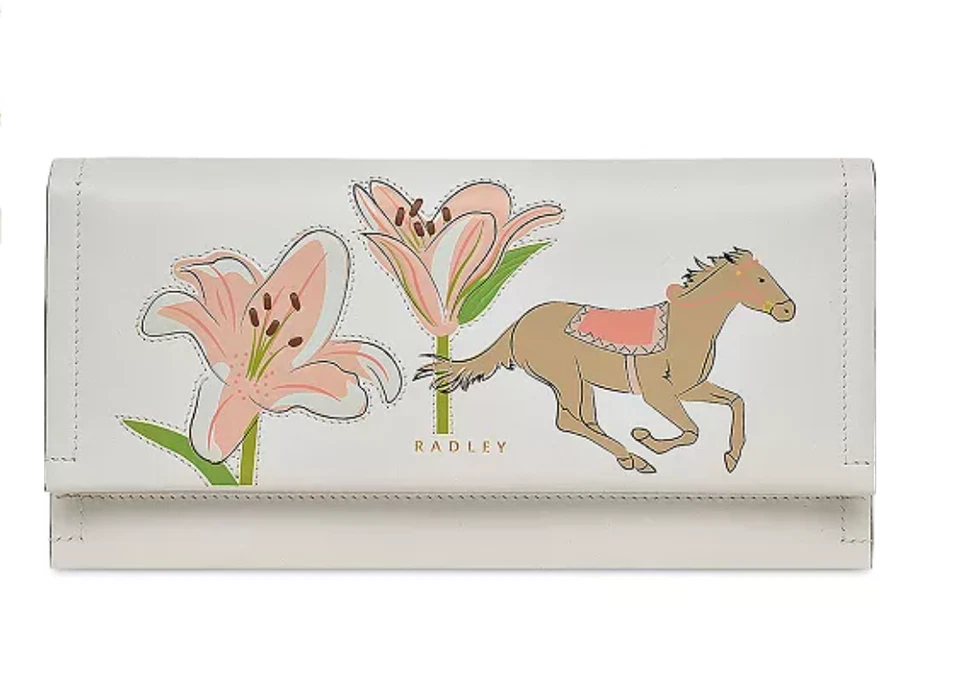 Cartera grande de cuero con solapa Radley London Kentucky Derby Horse nueva con etiquetas Foto 1 de 3