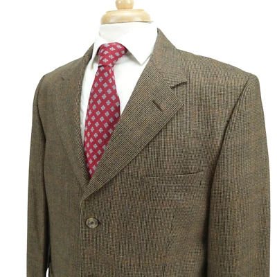 Blazer Abrigo Deportivo De Colección Stafford Lana Cachemira Marrón Terroso 3 Btn Pata de Gallo 42R Foto 1 de 4