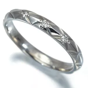 CHANEL vintage coco crush Ring Matelasse Diamond 3P Small EU49 950 Platinum - Picture 1 of 7