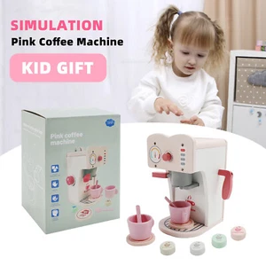Simulation Pink Coffee Machine Play Kitchen Dishes Set Pretend Toy Kid Gift - Picture 1 of 13