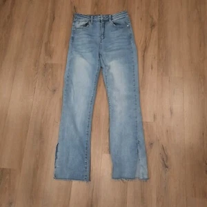 Vintage RISEN Gr. 27/7 Jeans High Rise Frayed Hem Flare Jeans Light Y2k Vented Hem - Bild 1 von 7