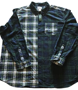 NWT LL Bean Flannel Shirt Mens XXL Traditional Fit Scotch Plaid Green Patchwork - Picture 1 of 13