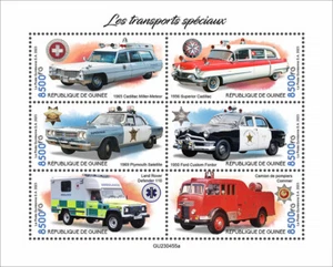 Special Transport Fire Engine Red Cross Ambulance MNH Stamps 2023 Guinea M/S - Picture 1 of 1