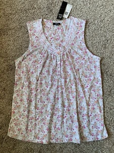 Aria Sleepwear Top Women’s Small Sleeveless Floral Shirt NWT - Picture 1 of 4