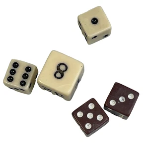 Vintage Backgammon Spiel Würfel Braun & Creme mit Doppelwürfel Ersatz - Bild 1 von 7