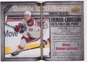 10/11 UD..OLIVER EKMAN-LARSSON..ROOKIE HEADLINERS..# RH-6..COYOTES.COMBINED SHIP - Picture 1 of 1