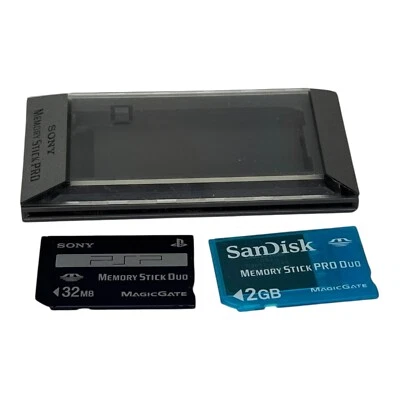 Sony PSP 32MB Memory Stick Duo Card & SanDisk 2GB Memory Stick Pro Duo - Image 1 of 3
