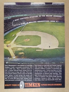 1964 D.C. Stadium Moveable Grandstand Timken Roller Bearings vintage print Ad - Picture 1 of 1