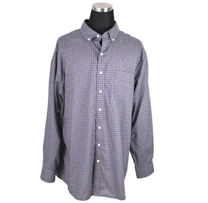 Oak Hill Mens Shirt 2XLT Blue Purple Plaid Wrinkle Free Cool Dry Material - Picture 1 of 8