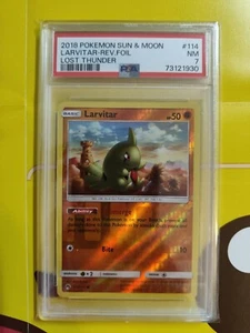 PSA 7 2018 Pokemon Sun & Moon Larvitar-Rev.Foil Lost Thunder 114/214  - Picture 1 of 2