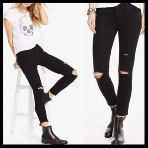 Denim & Supply Ralph Lauren Reiser Distressed Black Crop Skinny Jeans Size 30 - Picture 1 of 6
