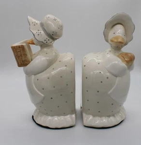 Fitz & Floyd Betty Quacker Book Ends - Ducks with Blue Polka Dots - Set of 2  - Picture 1 of 10