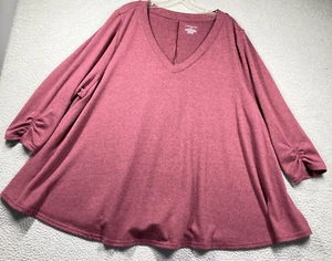 Suéter Lane Bryant para mujer Plus 26 rojo granate cuello en V fluido cómodo ligero - Imagen 1 de 11