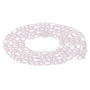 925 Sterling Silver Solid Figaro Link Chain Necklace 4mm 23.5" 14.6grams - Picture 1 of 3