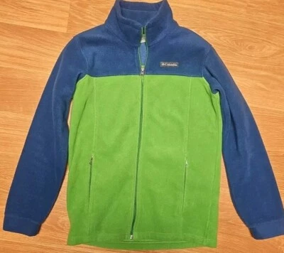 Columbia Kids Large (14/16) Fleece Full Zip Jacket Pockets Green/Blue - Image 1 of 4