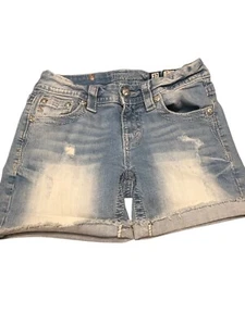 Miss Me Women’s Mid Rise Cutt-off Denim Shorts Size 27 Blue - Picture 1 of 9