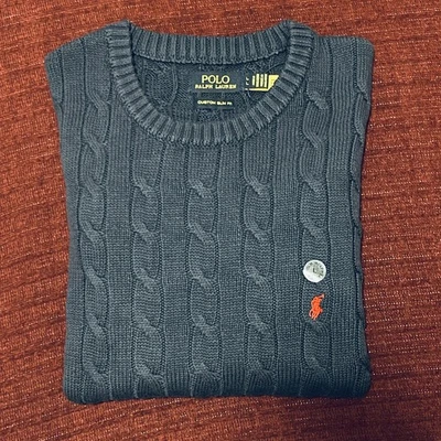 Ralph Lauren Men's Jumper Size L Custom Slim Fit Navy Clearance Price - Image 1 of 4