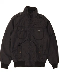 JACK & JONES Mens Military Jacket UK 36 Small Black Nylon AP01 - Picture 1 of 3