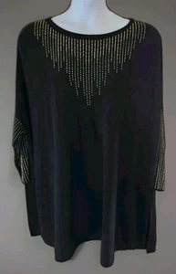 Chicos eleganter Pullover L XL schwarz gold Perlen Dolmanärmel 5% Kaschmir neu Etikett - Bild 1 von 14