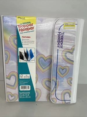 MEAD Trapper Keeper Binder 80s Retro Rainbow Hearts Design Series - NEW - Image 1 of 4