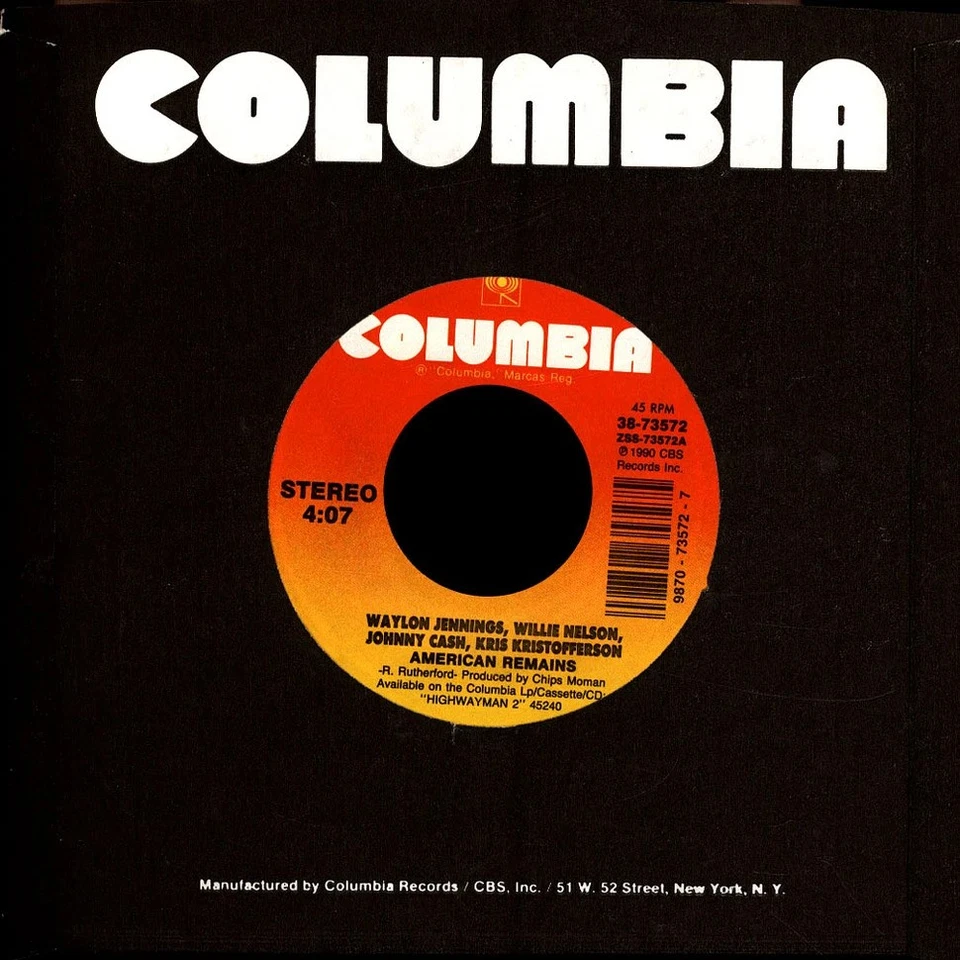 Jennings, Nelson, Cash, Kristofferson American Remains/Texas (Vinyl) 7" Single - Image 1 of 1