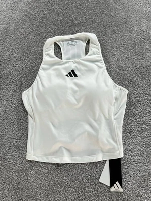 Camiseta sin mangas recortada Adidas para mujer grande blanca para correr nueva Foto 1 de 4