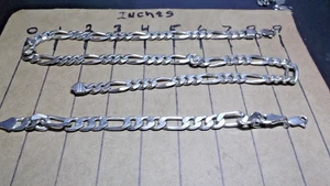 Collar y pulsera de cadena Figaro de plata de ley 925 sólida 11 mm 24" 120 gramos - Imagen 1 de 3