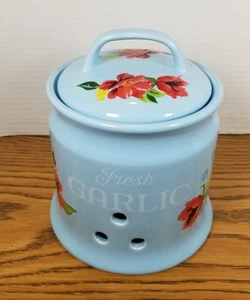 Pioneer Woman Fresh Garlic Keeper Floral Spring Bouquet Stoneware Cottagecore - Picture 1 of 12