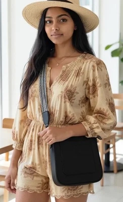 BOSTANTEN 女式斜挎包时尚素食皮革流浪汉钱包黑色 — 第 1/4 张图片