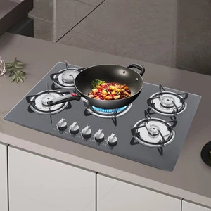 5 Burners Kitchen Gas Cooking Cooktop Built-In Stove Top Tempered Glass LPG/NG - Picture 1 of 13