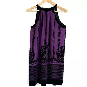 STUDIO M Dress Medium Silk Blend Velvet Floral Halter Neck Purple Y2K Boho 90s - Picture 1 of 8