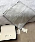 New Gucci Monogram Gg Pattern Soft Square Wool Baby Blanket White Grey 33 X 33