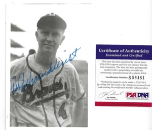 Red Schoendienst Autographed Milwaukee Braves Baseball Brace 4x6 Photo PSA COA - Picture 1 of 1