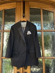 calvin klein blazer jacket black 100% wool mens 46R 2 button - Picture 1 of 11