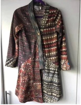 Cárdigan boho colorido manga 3/4 retazos arte para usar Sacred Threads para mujer S Foto 1 de 4