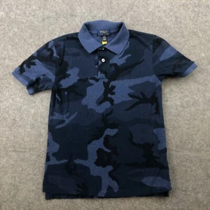 Polo Ralph Lauren Polo Shirt Boys Medium Bue Camouflag Embroidered Preppy Casual - Picture 1 of 10