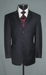 $1200 Lubiam Negro Liso Tres Botones Ventilaciones Doble Frente Plano Hombre Traje 36 S Italia - Imagen 1 de 10