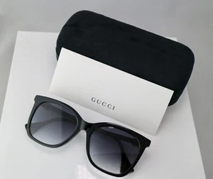 Gucci GG1071S 001 55mm Cat Eye Black Women Sunglasses with Light Grey Lens - Picture 1 of 7