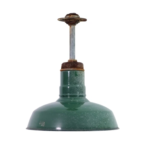 14 in. Green Enameled Steel Industrial Factory Pole Pendant Light Cover