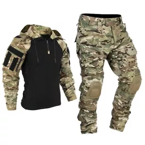 Tactical Uniform Combat Paintball Suits Cargo Multi Pockets Pants Shirt Knee Pad - Picture 1 of 96